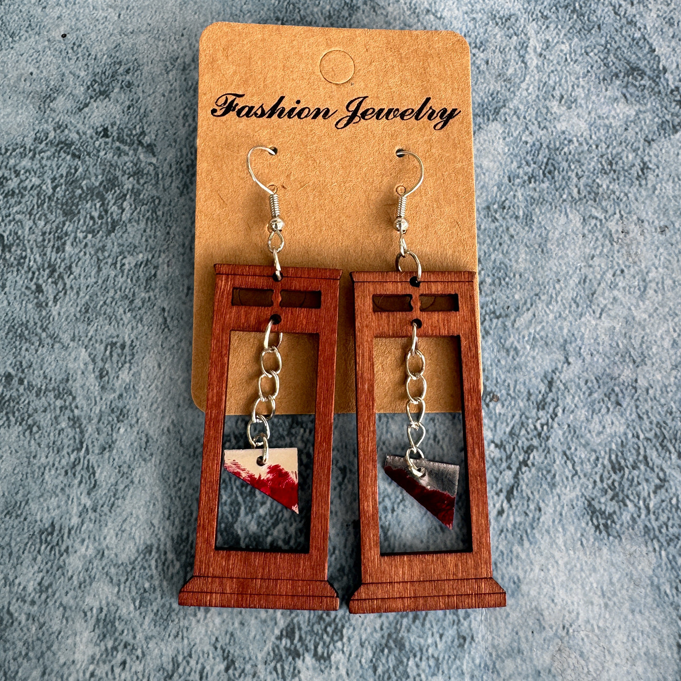 Wholesale Halloween retro horror chop wood earrings