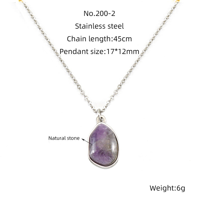 Wholesale  irregular natural stone necklace stainless steel does not fade 18K gold plated clavicle chain