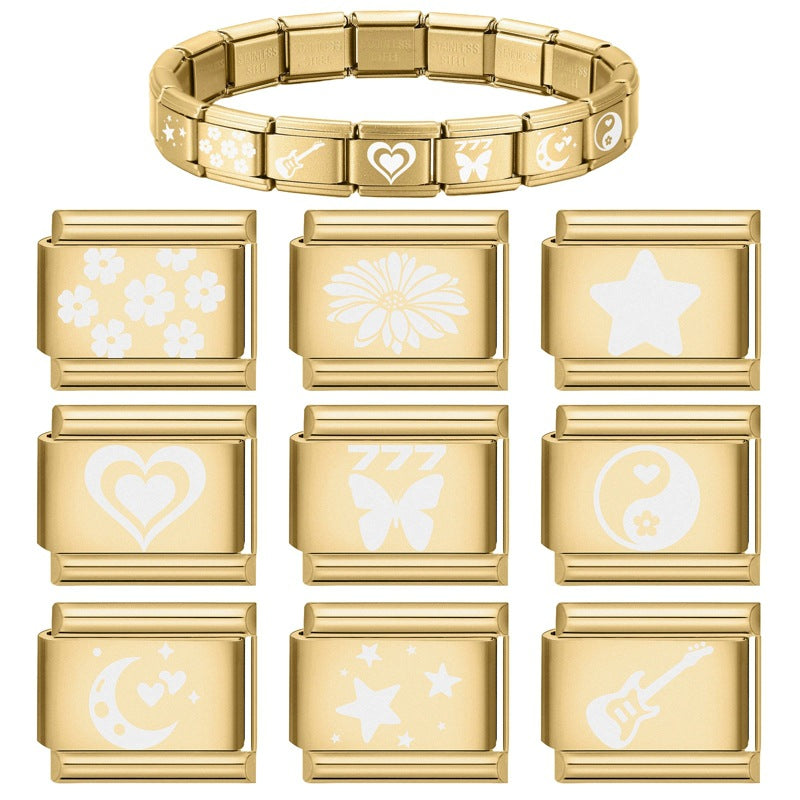 Wholesale 9mm Italian Charm Starter Bracelets DIY square Single Section Creative Stainless Steel Composable Bracelet