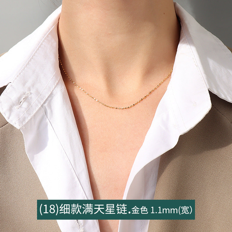 Wholesale 2pcs Cross Necklaces Snake Bone Chain Twist Chain Box Chain Titanium Steel 18K Gold Plated Clavicle Chain ACC-NE-MiLi002