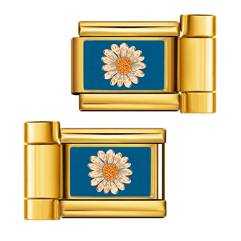 Wholesale Stainless Steel Electroplated Flower Pattern Watch Strap Connector DIY Bracelet Tool for Boutique Resale