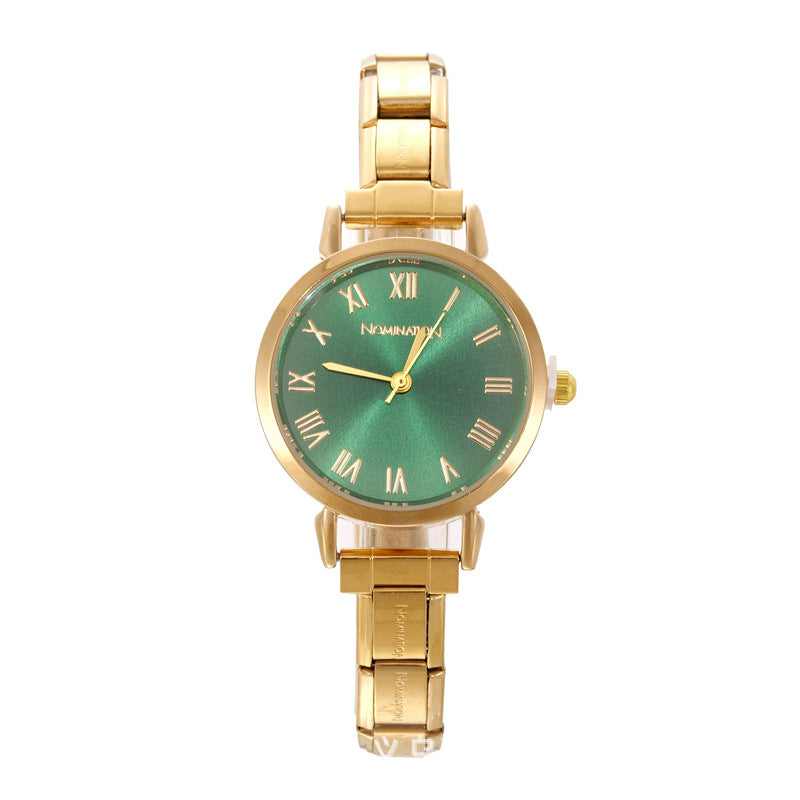 Wholesale Trendy Women' s Quartz Watch Gold Tone Stainless Steel Minimalist Fashion Wristwatch for Party Accessory