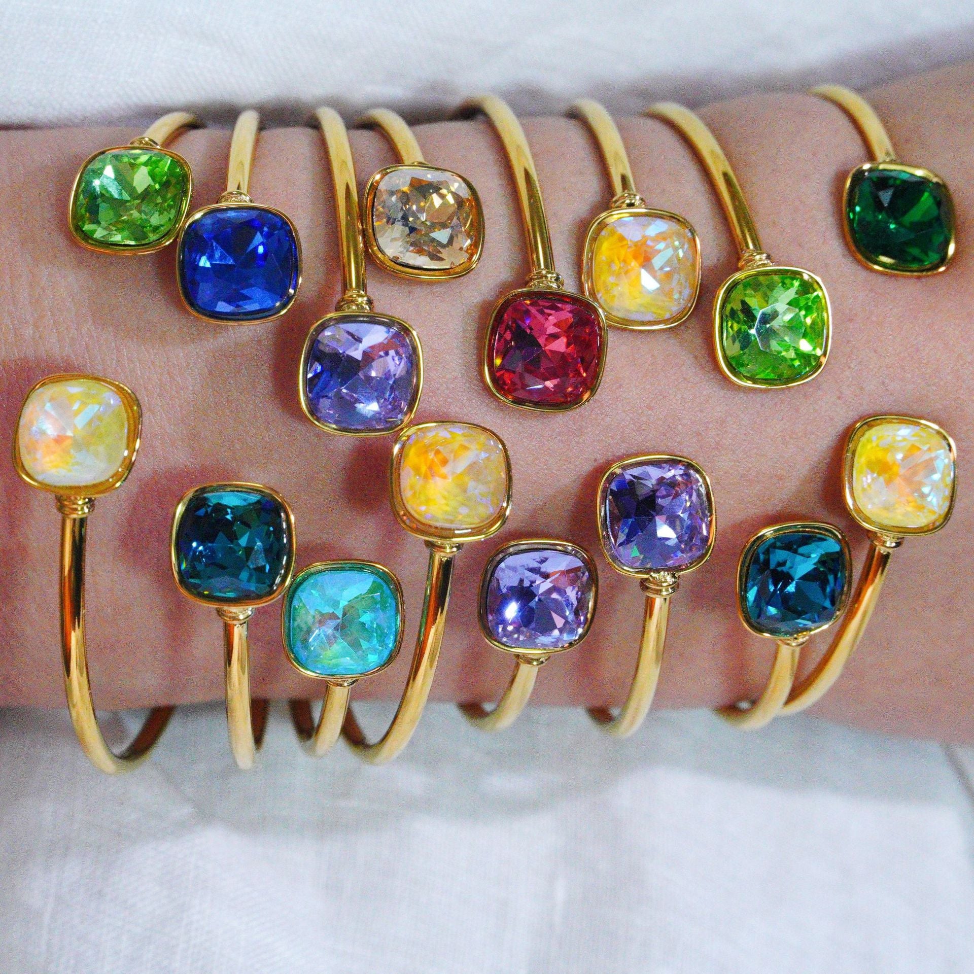 Wholesale Modern Minimalist Double Gemstone Inlaid Stainless Steel Open Bracelet Fashion Accessory Boutique Resale Gift