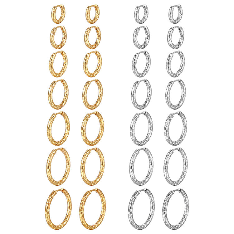 Wholesale Stainless Steel Round 18K Silver Plated Earrings