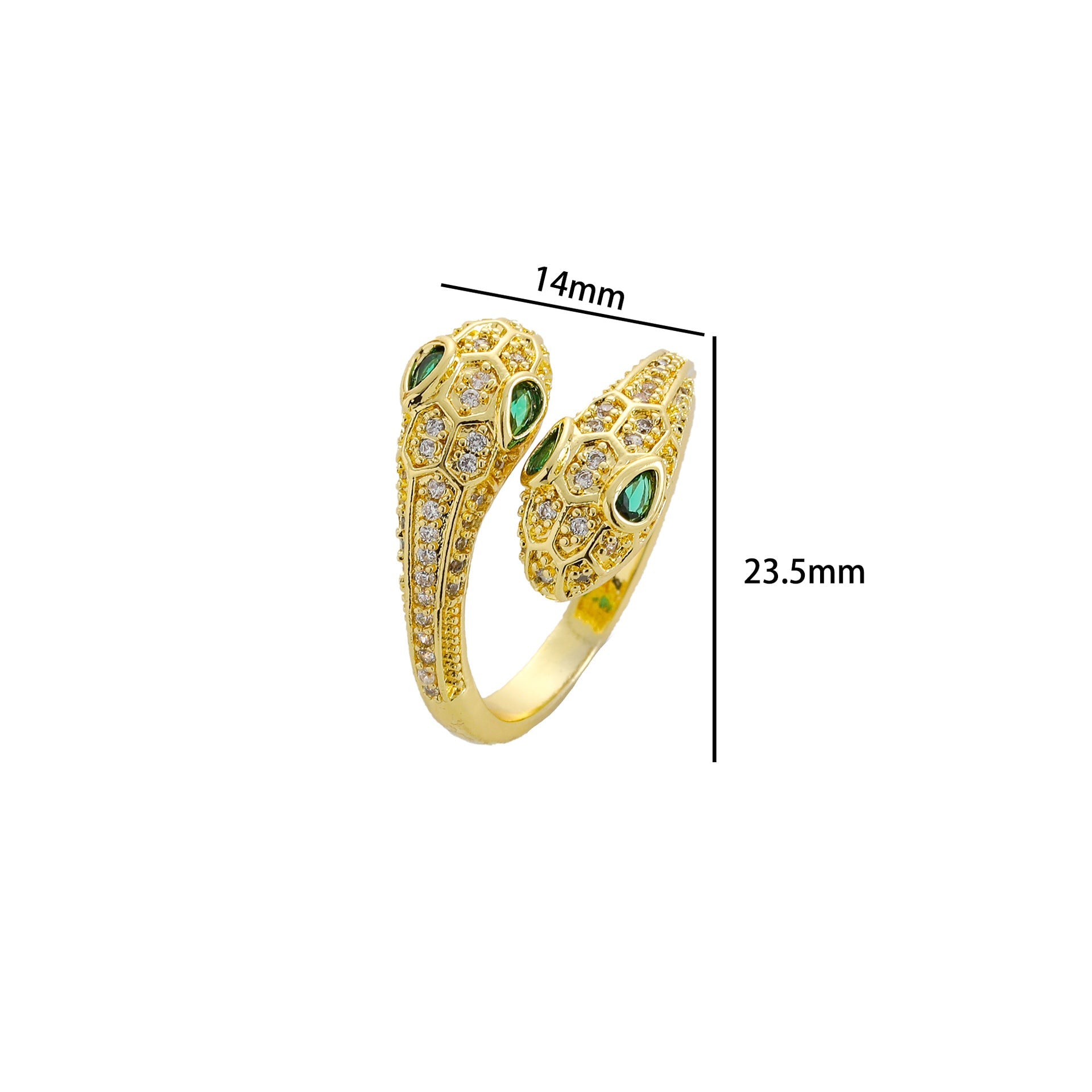 Wholesale Titanium Steel Micro-paved Zirconia Double-headed Snake Ring