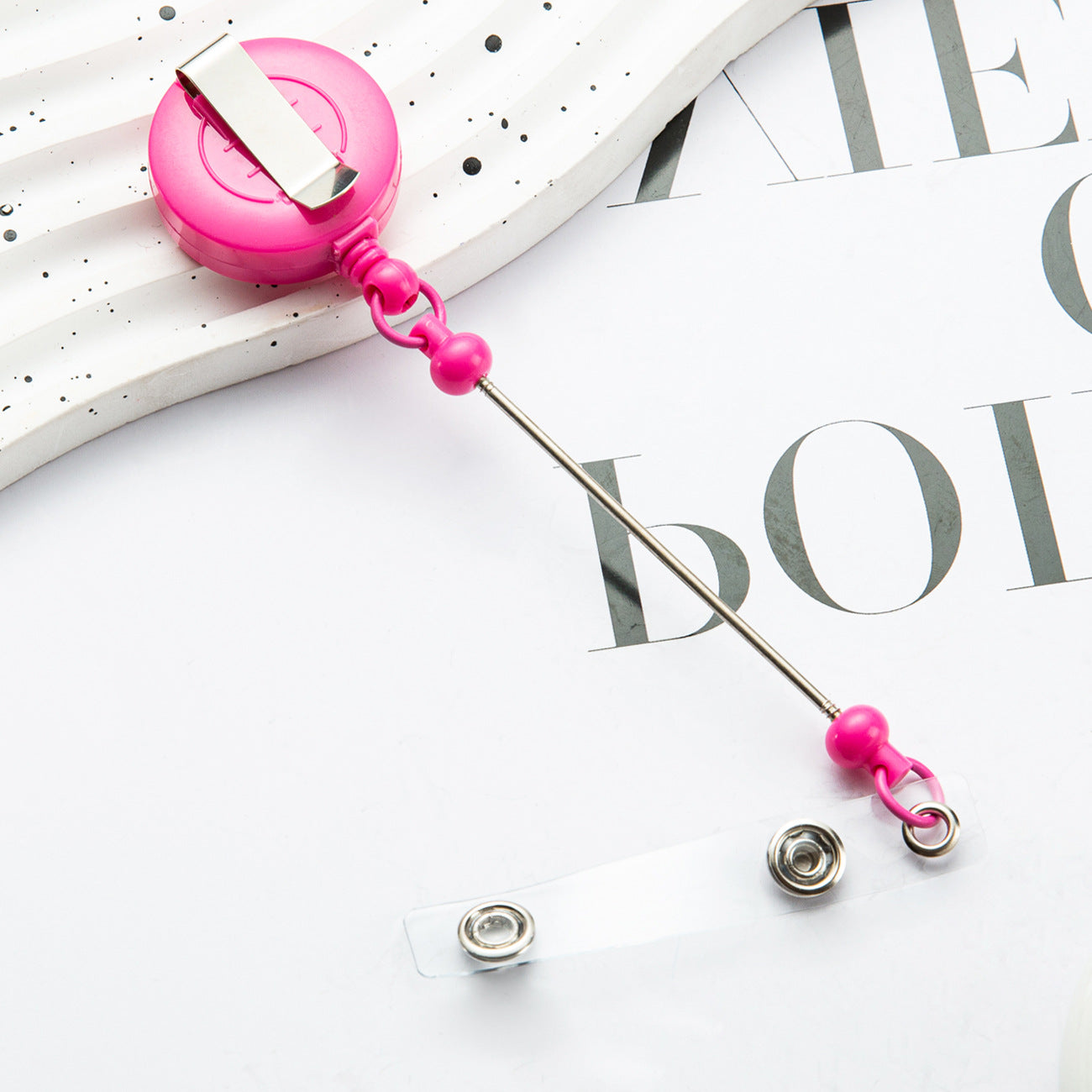 Wholesale Badge Reels Beadable Retractable Easy-Pull Button Badge ID Keychain ACC-KC-HuaH004