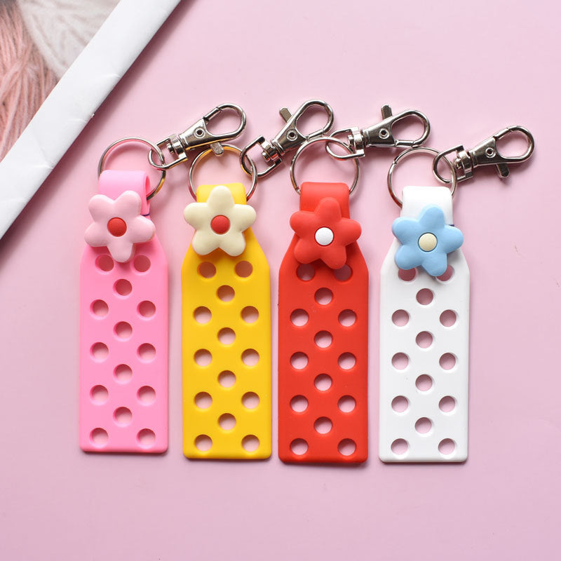 Wholesale Random 10pcs Colored Flower PVC Soft Adhesive DIY Board Keychains ACC-KC-RYY004