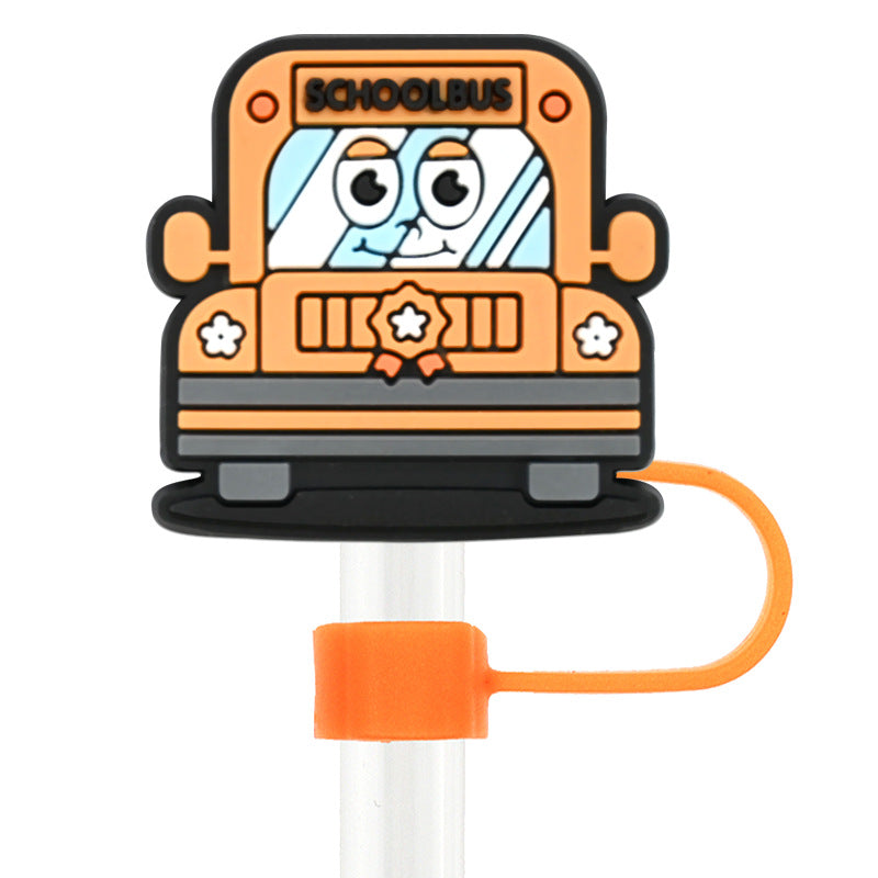 Wholesale Random 100pcs Back To School 10mm PVC Soft Glue Straw Tube Cap ACC-SCR-RYY095