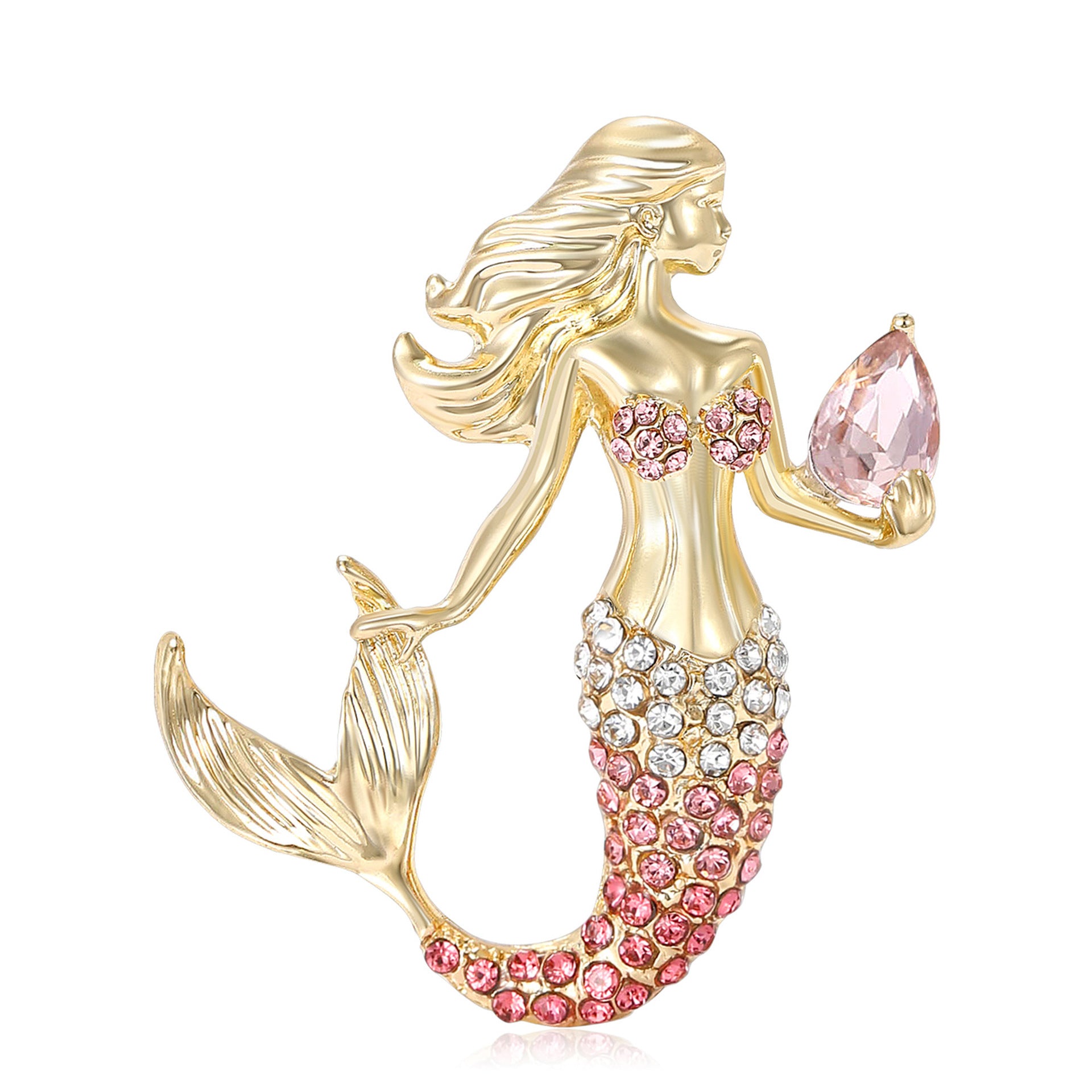 Wholesale Modern Mermaid Rhinestone Brooch Alloy Women S Casual Chic Fashion Jewelry Accessory For Everyday Wear