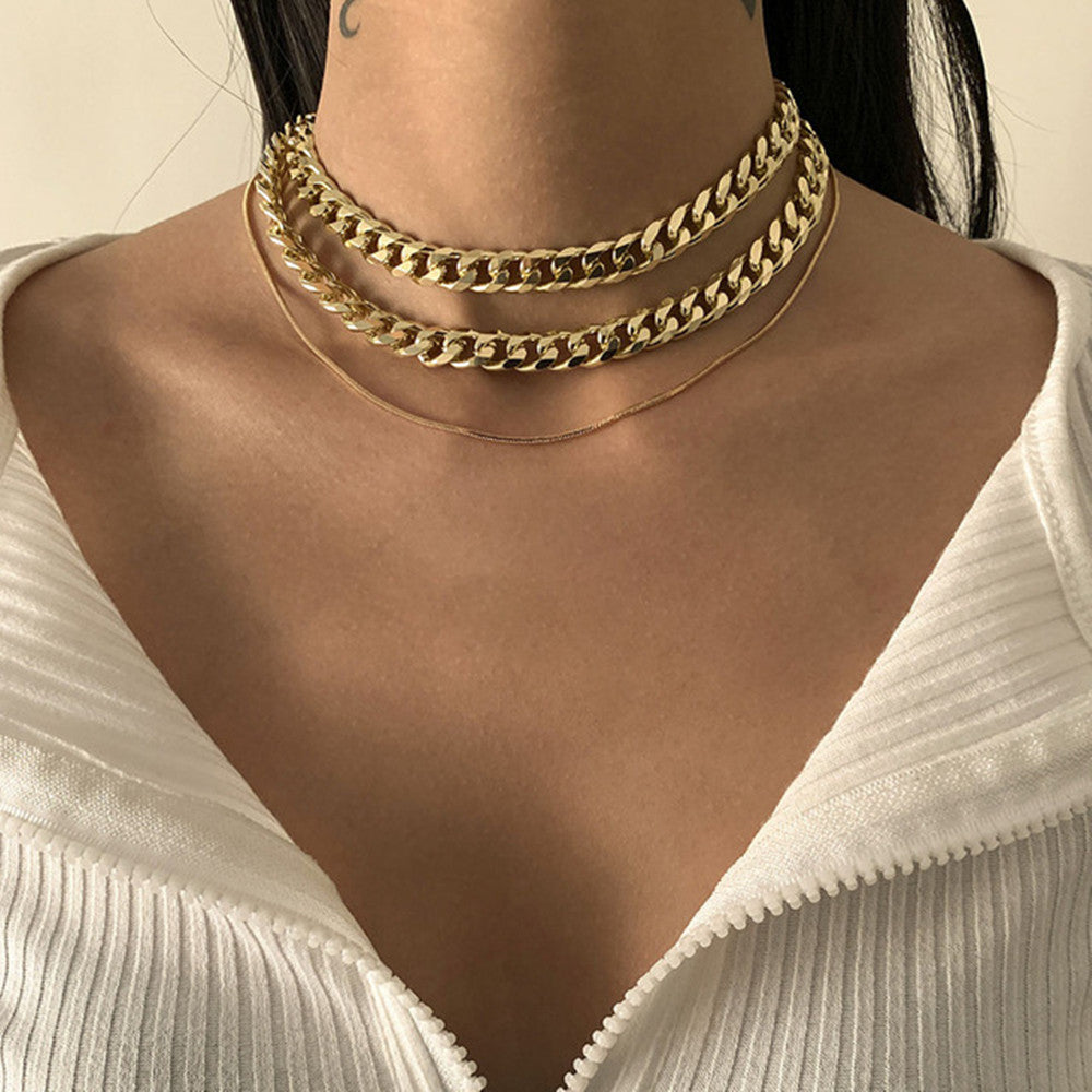 Wholesale Snake bone thick multi-layered necklace