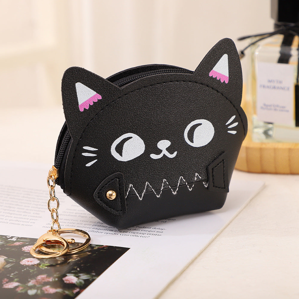 Wholesale Cartoon Cat Zipper Mini PU Coin Purse Keychain Keychain Wallet ACC-KC-GuoRan004