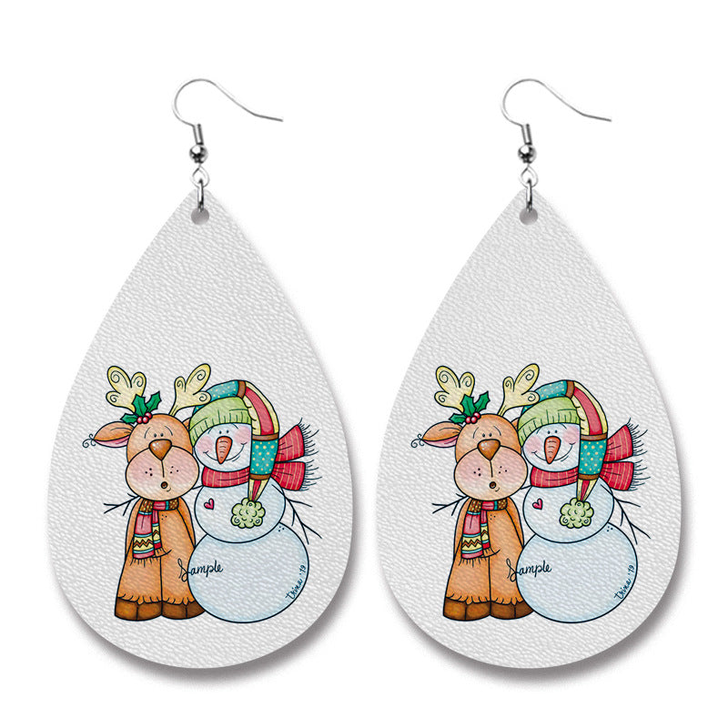 Wholesale 2 Pairs/Pack Christmas PU Leather Earrings ACC-ES-HY173