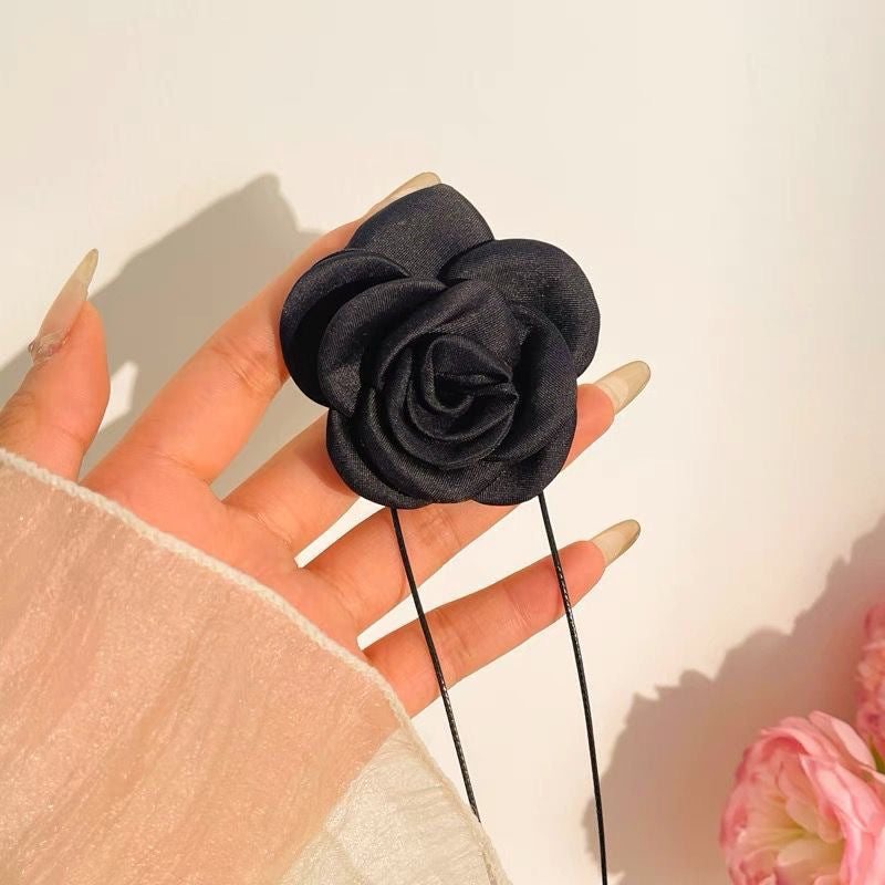 Wholesale Handmade Fabric Flower Choker Necklace With Wax Rope Trendy Jewelry Accessory For Women Gift