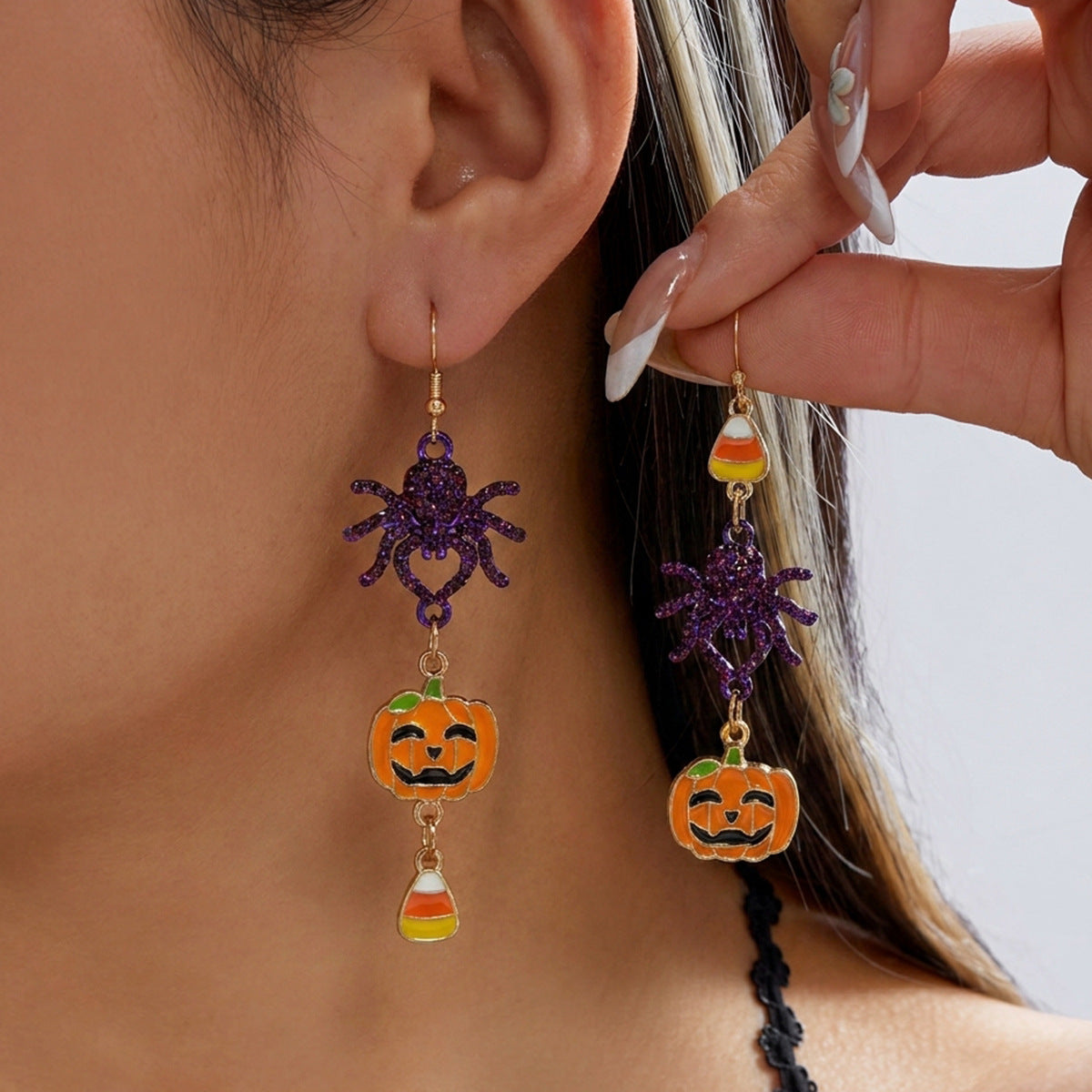 Wholesale Alloy Electroplated  Cat Ghost Ear Studs Jewelry Accessory for Party