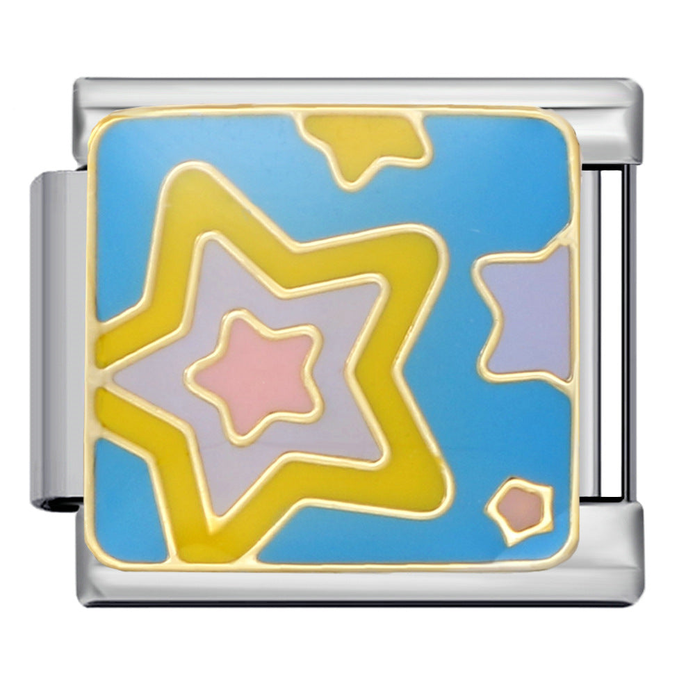 Wholesale Stainless Steel Bracelets 
Gold Plated Oil Drop Welding Pattern DIY Italian Module Bracelet