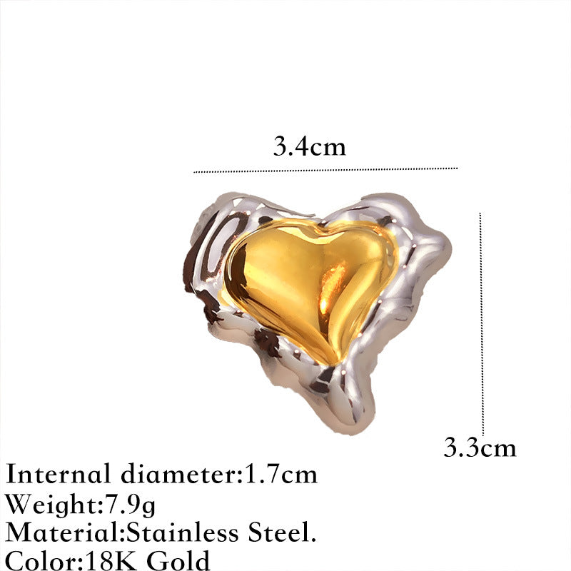 Wholesale Titanium steel ring with contrasting gold and silver design a niche and affordable luxury item