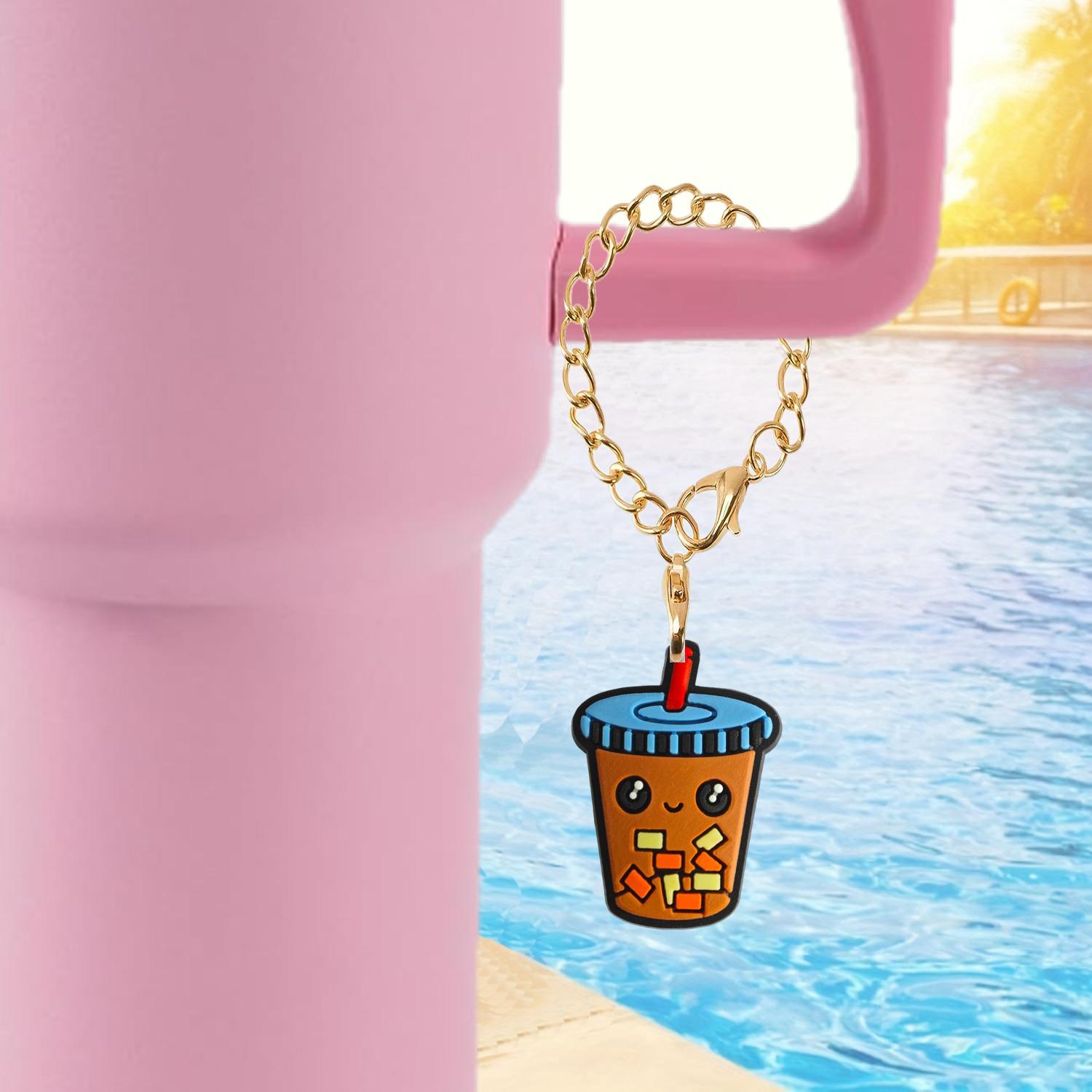 Wholesale Cartoon Milk Tea Cup Soft Rubber Hanging Chain Cup Accessories Chain ACC-CA-XieJi010
