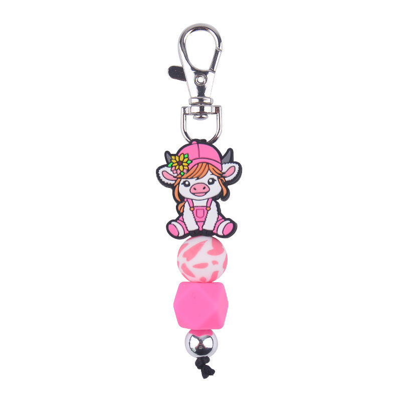 Wholesale Cartoon Cow Silicone Beaded Keychain ACC-KC-GuangTian088