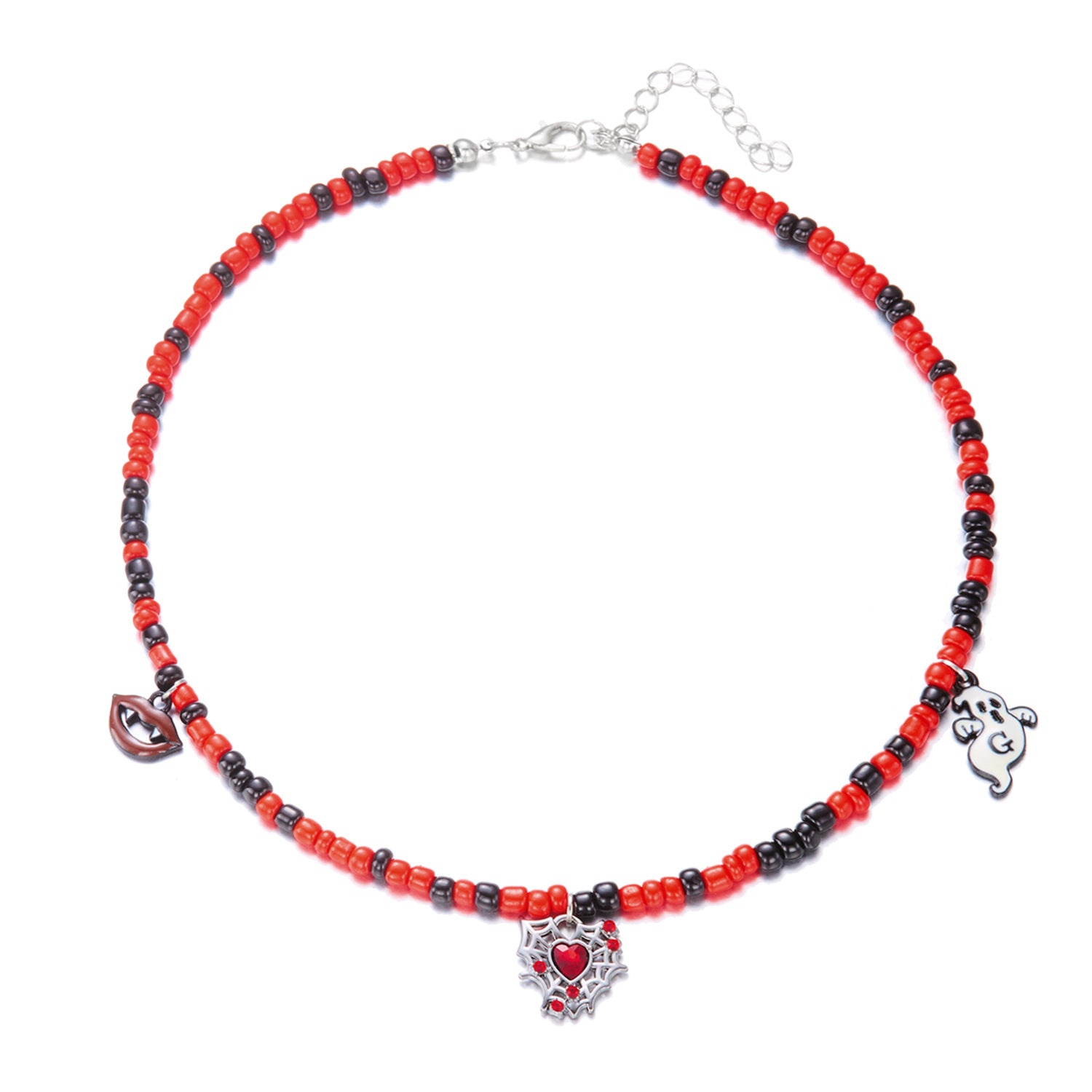 Wholesale Halloween Jewelry Pumpkin  Ghost Spider Pendant Handmade Rice Beads Necklace