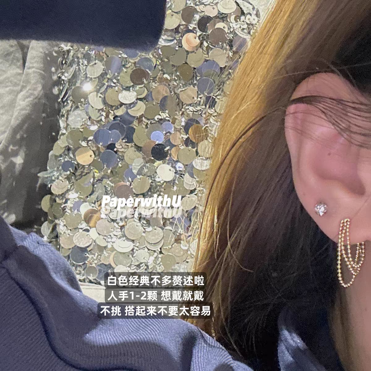 Wholesale Titanium Steel gold color 4mm square drill screw cochlear ear bone earrings