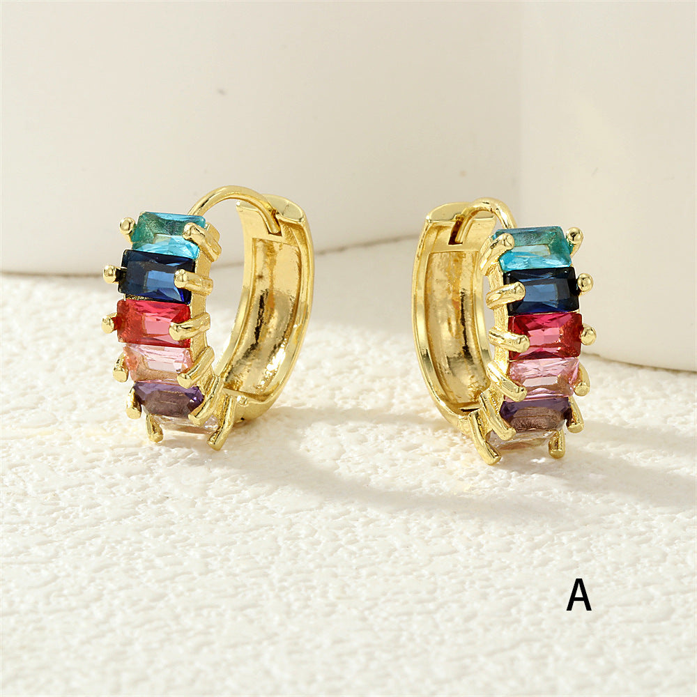 Wholesale 18K gold-plated copper colored zircon earrings,  earrings,  earrings