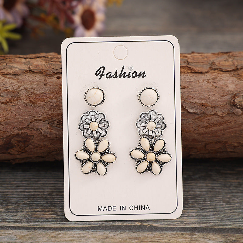Wholesale retro three-piece set of Pine stone earrings