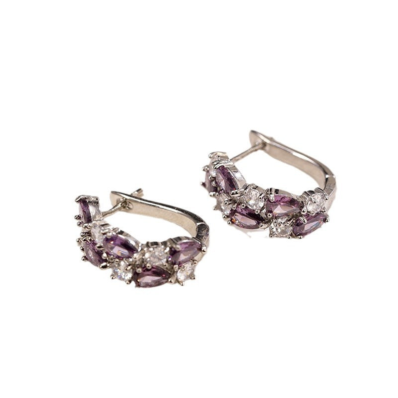 Wholesale Color zircon earrings handmade copper earrings