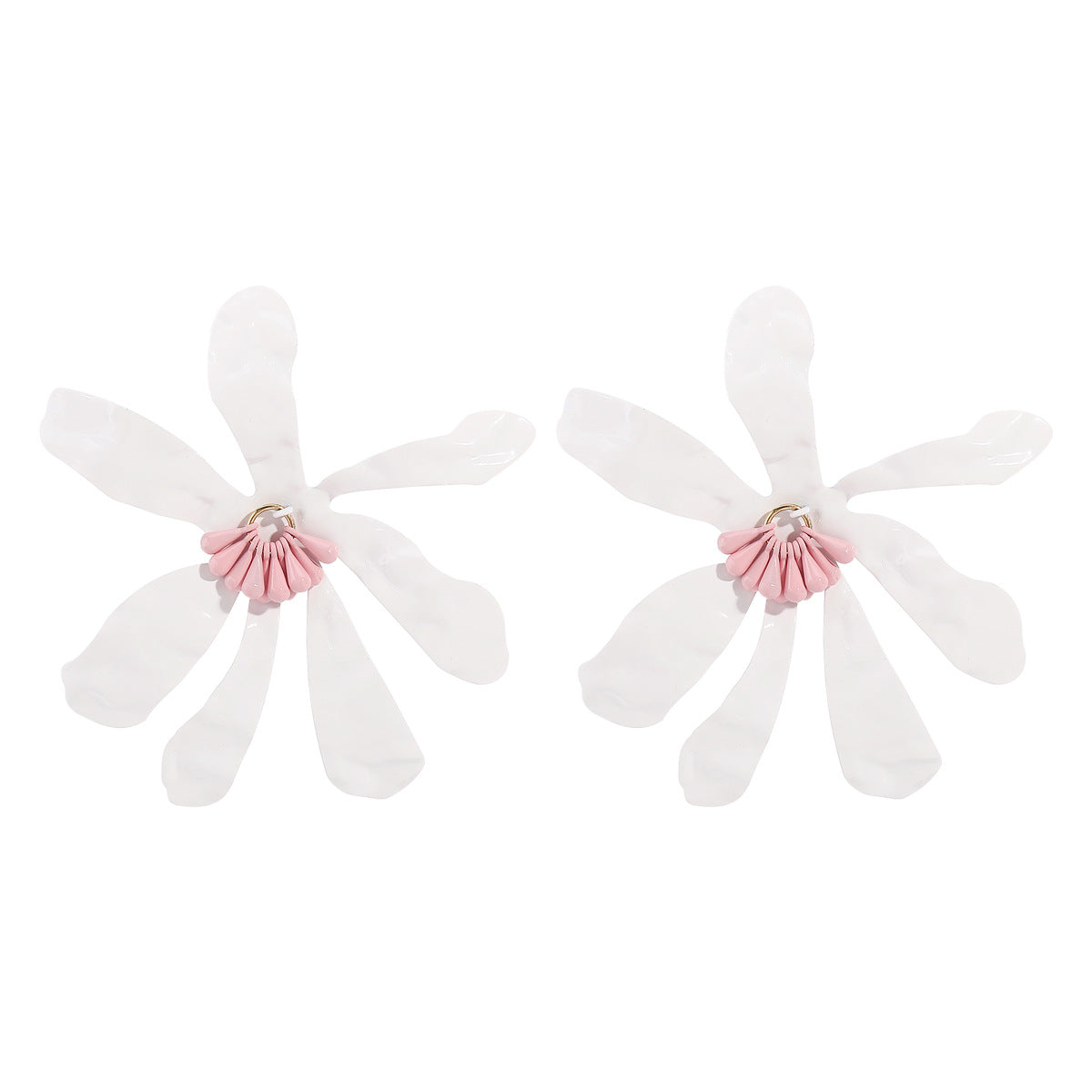 Wholesale Alloy Oil Dripping Exaggerated Flower Earrings