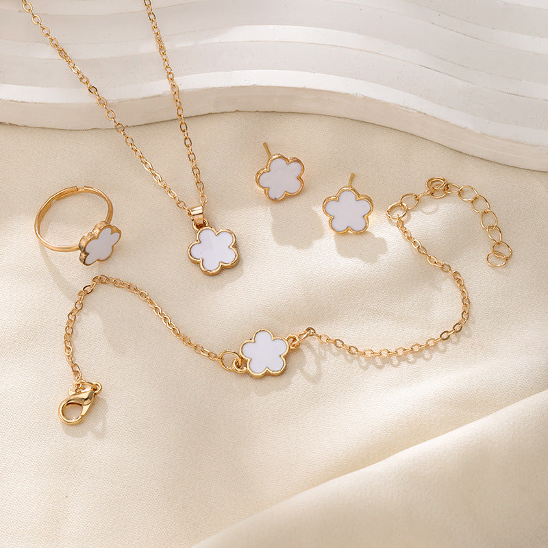 Wholesale Flower Jewelry Set Bracelet Necklace Four Piece Set  ACC-NE-YingHao005