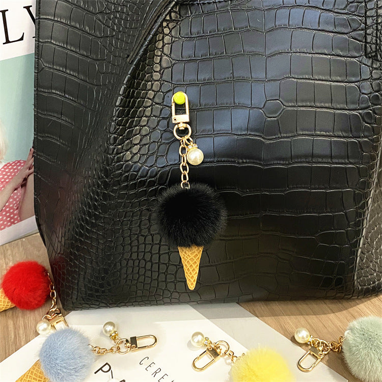 Wholesale Cartoon Pearl Ice Cream Plush Keychain ACC-KC-KaiYue012