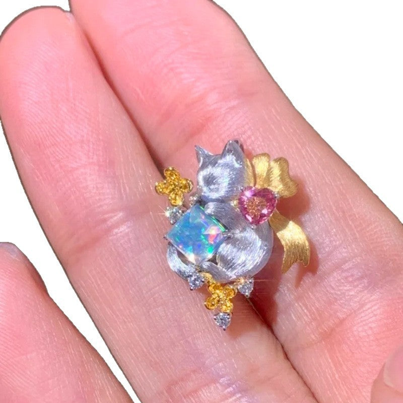Wholesale Cute Alloy Kitten Pendant Necklace Electroplated Clavicle Chain Fashion Jewelry Gift