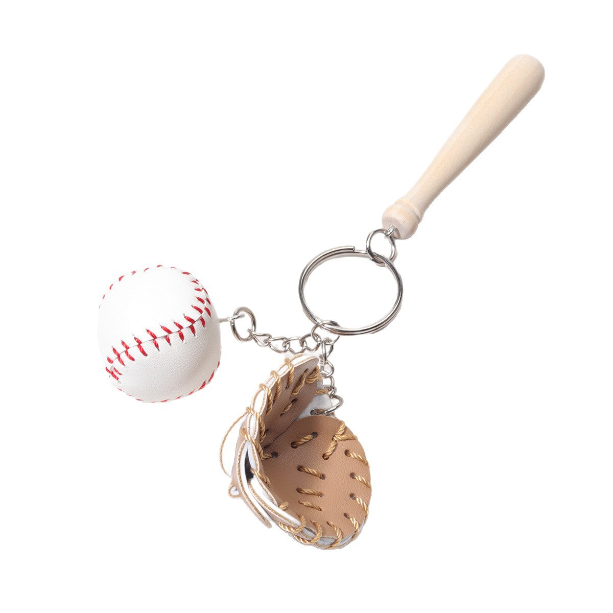 Wholesale PU leather baseball three-piece keychain