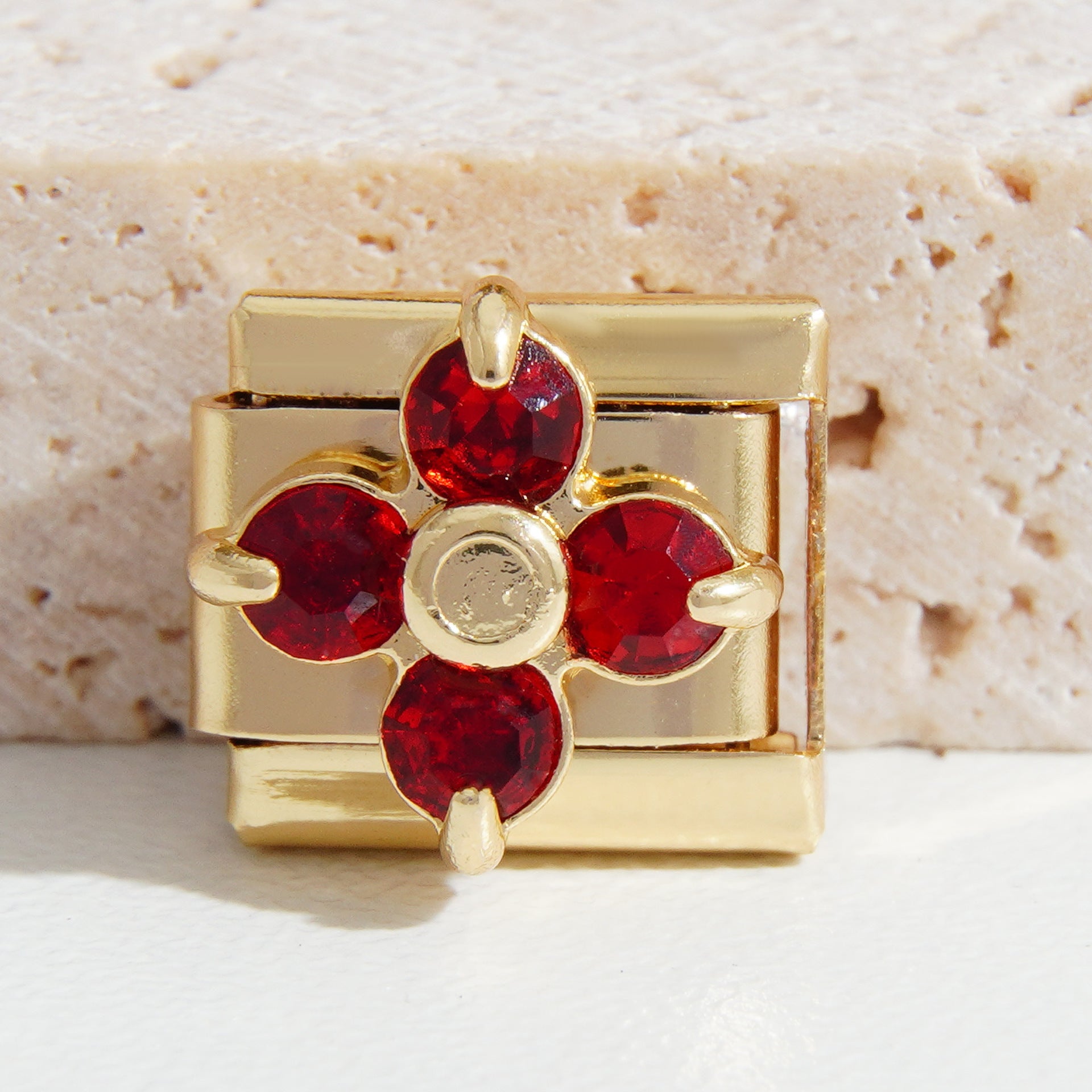 Wholesale Italian Charm Bracelet 9mm DIY Splicing Diamond Four-Leaf Clover Stainless Steel Composable Bracelet