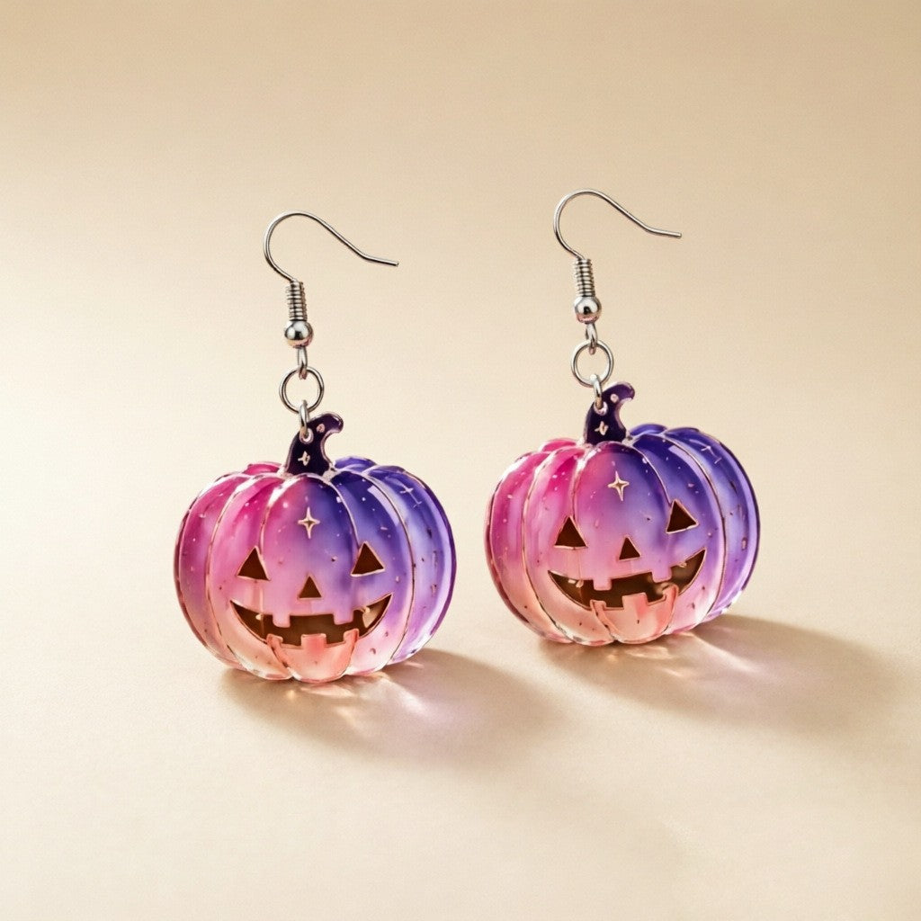 Wholesale Acrylic  Pumpkin Earrings - Trendy Cartoon Jewelry Accessory for Holiday Party
