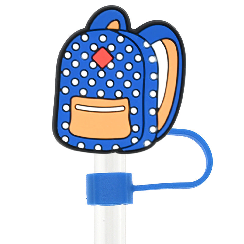 Wholesale Random 100pcs Back To School 10mm PVC Soft Glue Straw Tube Cap ACC-SCR-RYY095