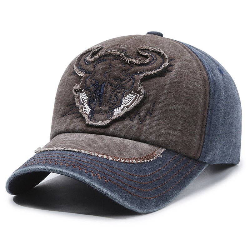 Wholesale Retro Bull Head Baseball Cap Washed Cowboy Peaked Cap Hat ACC-HT-YiShangmei001