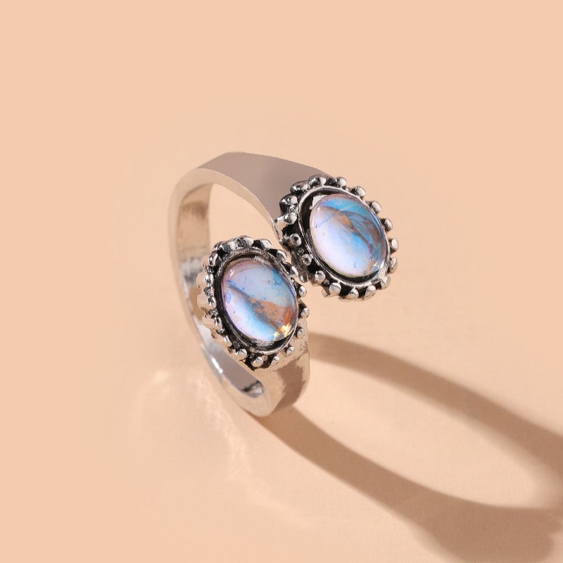 Wholesale Ancient Bohemian Sea Blue Moonstone Ring