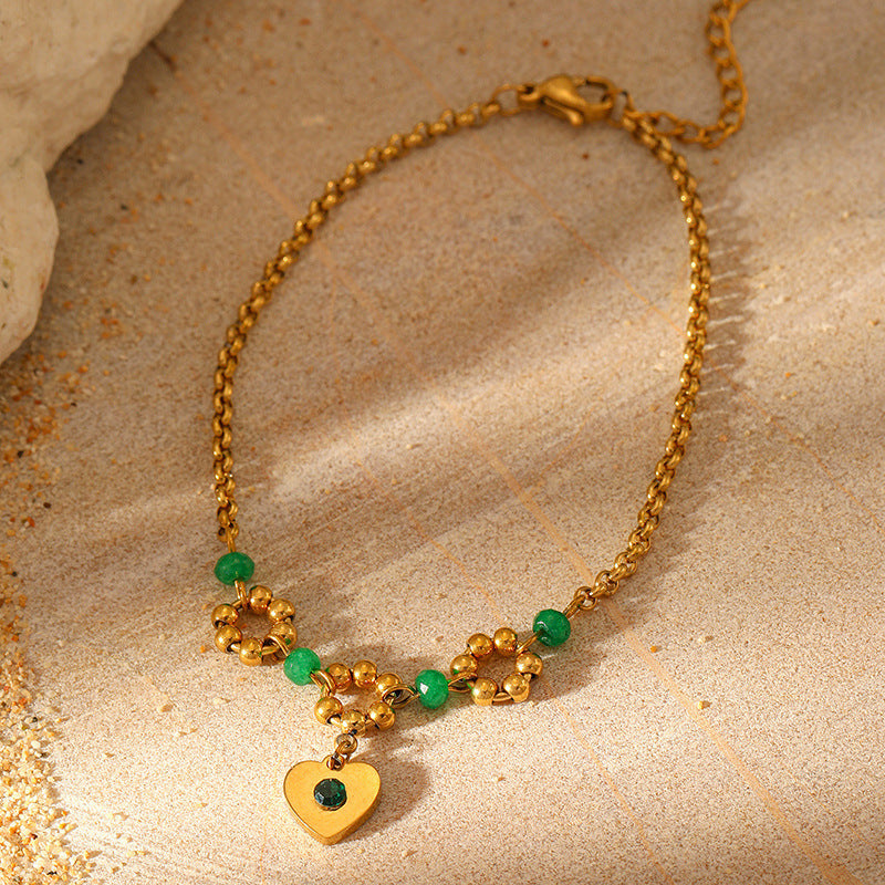 Wholesale Natural Stone Stainless Steel  Pendant Necklace