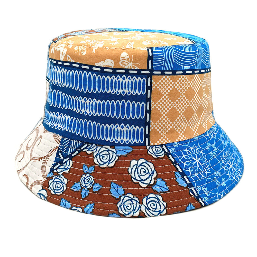Wholesale  Geometric Fisherman Hat Color-matching Printed Double-sided Basin Hat Bucket Hat