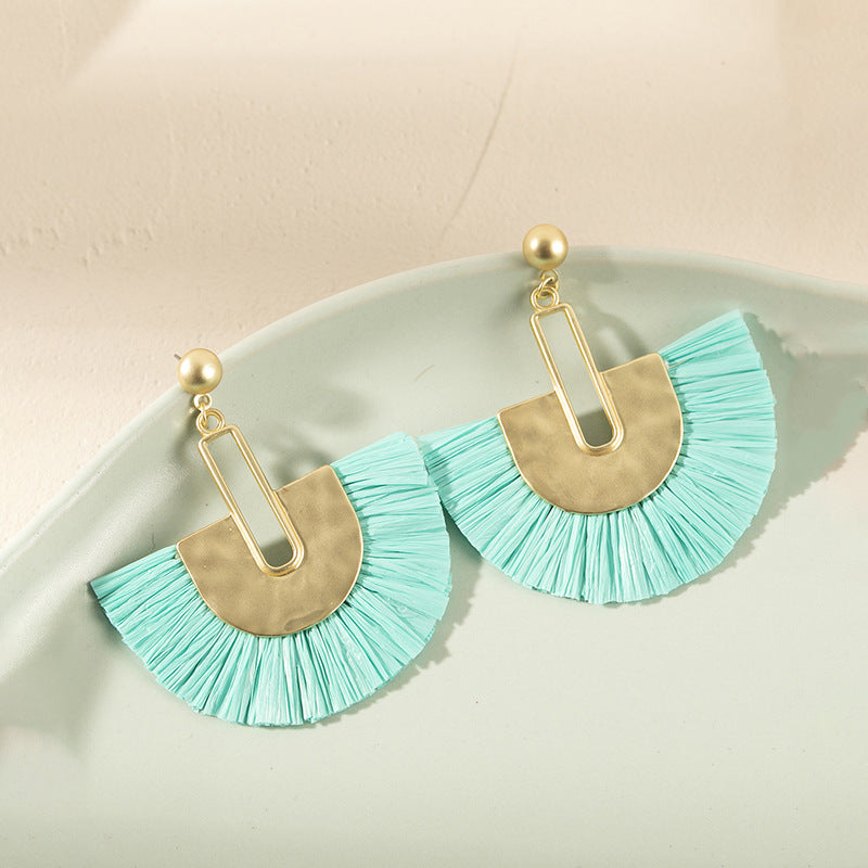 Wholesale Rattan Earrings Raffia Braided Earrings ACC-ES-XLH001