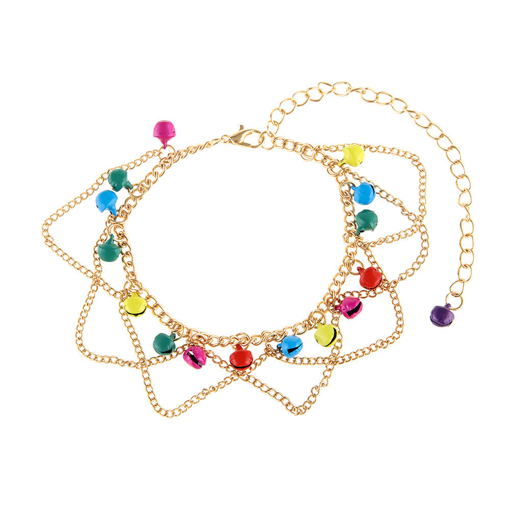 Wholesale Bohemian style tassel bell anklet  beach foot jewelry anklet