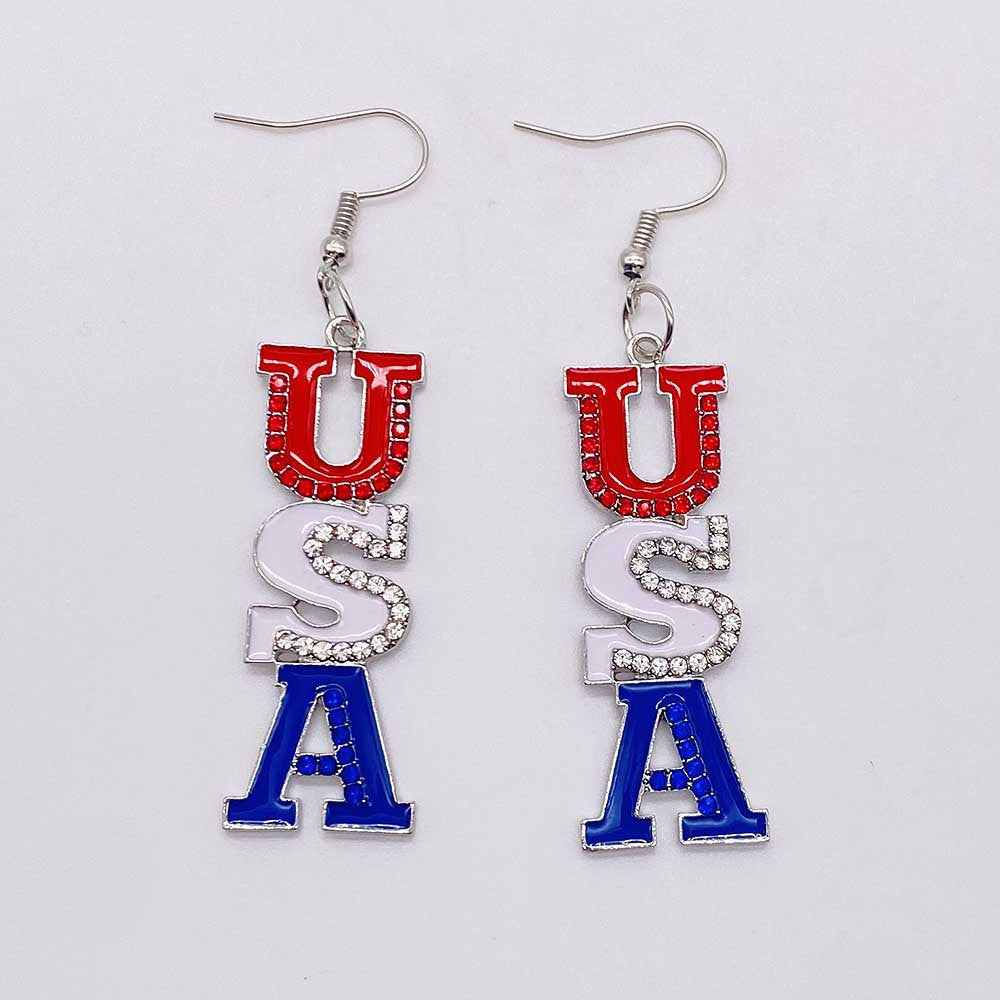 Wholesale American Independence Day Heart Pentagram Cross Earrings ACC-ES-CY011