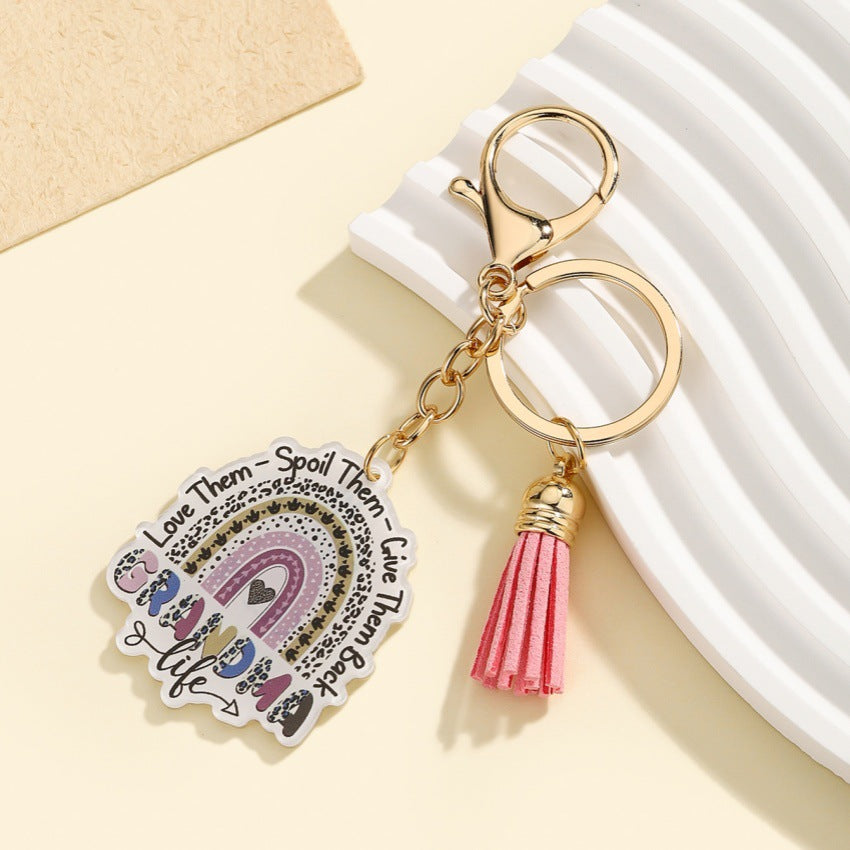 Wholesale  Mother's Day Love Acrylic MOM Tassel Keychain