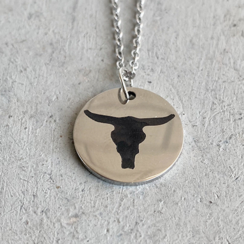 Wholesale Aztec Western Denim Necklace Round Plate Retro Necklace Vintage Western Style ACC-NE-HY001