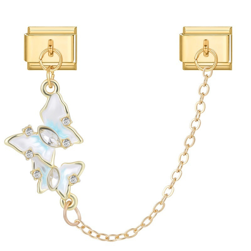 Wholesale Italian Charm Bracelet 9mm DIY Splicing Double Pendant Stainless Steel Composable Bracelet