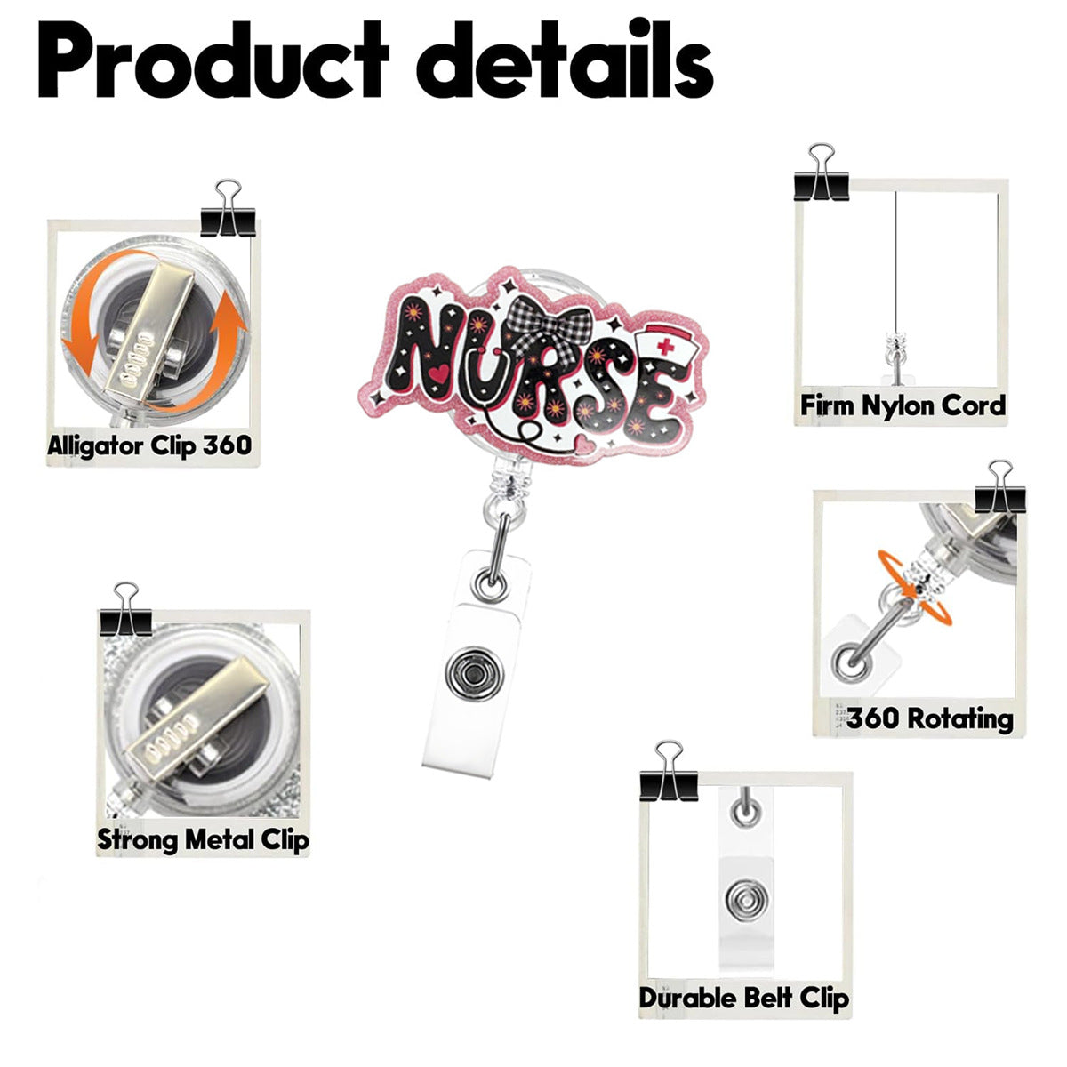Wholesale  acrylic glitter bow   Badge Reels