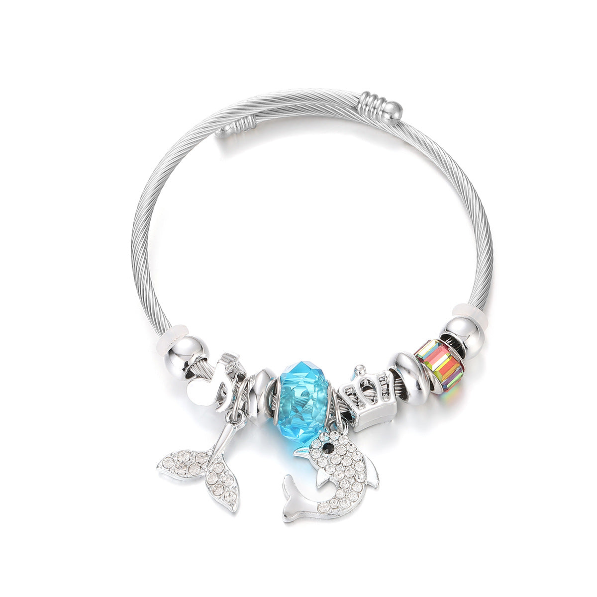 Wholesale Colorful Beaded Dolphin Fish Tail Pendant Bracelet ACC-BT-jiax006