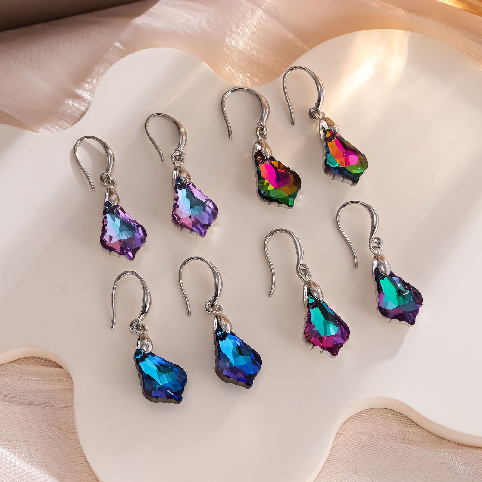 Wholesale Crystal Jewelry Baroque Maple Leaf Earrings ACC-ES-LR002