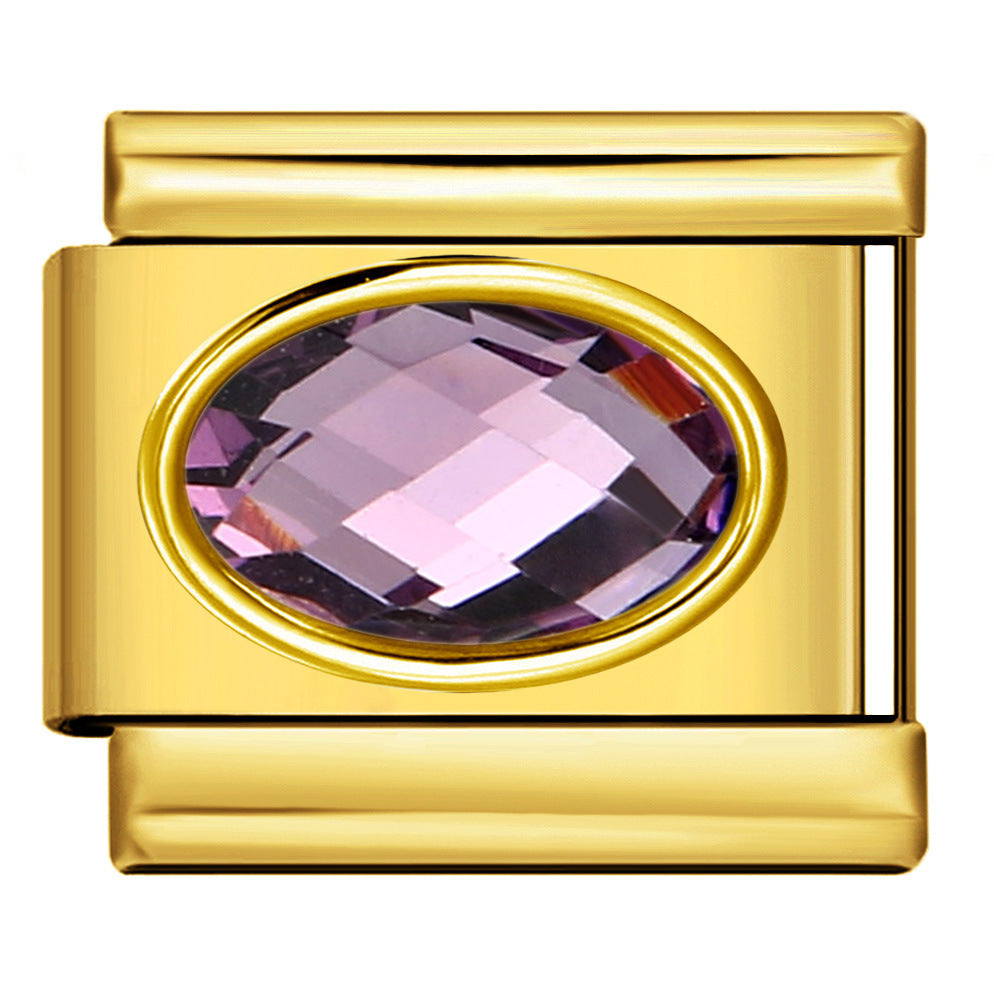 Wholesale Italian Charm Bracelet 9mm DIY Splicing Removable Oval Colored Stone Stainless Steel Composable Bracelet