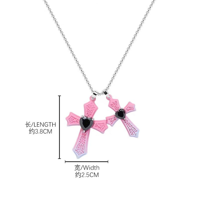 Wholesale Pink and blue gradient cross earrings